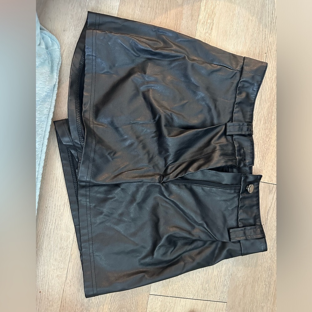 Black pleather shorts